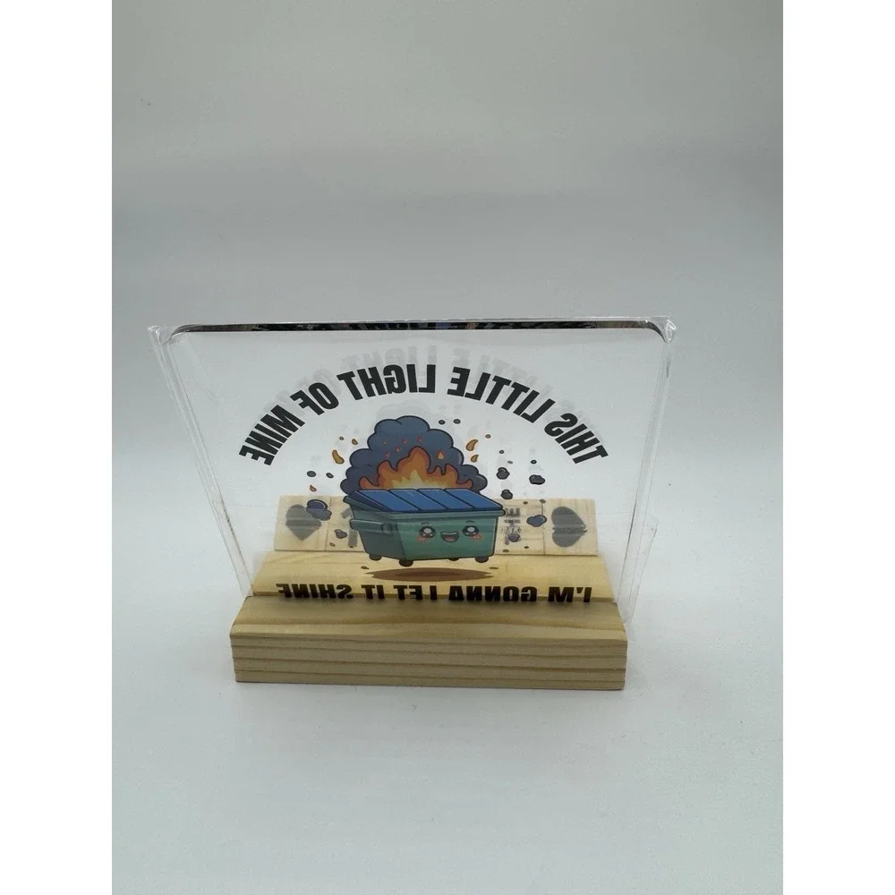 Dumpster Fire Desk Calendar Wood Block Perpetual Acrylic Funny Coworker Gift‎
